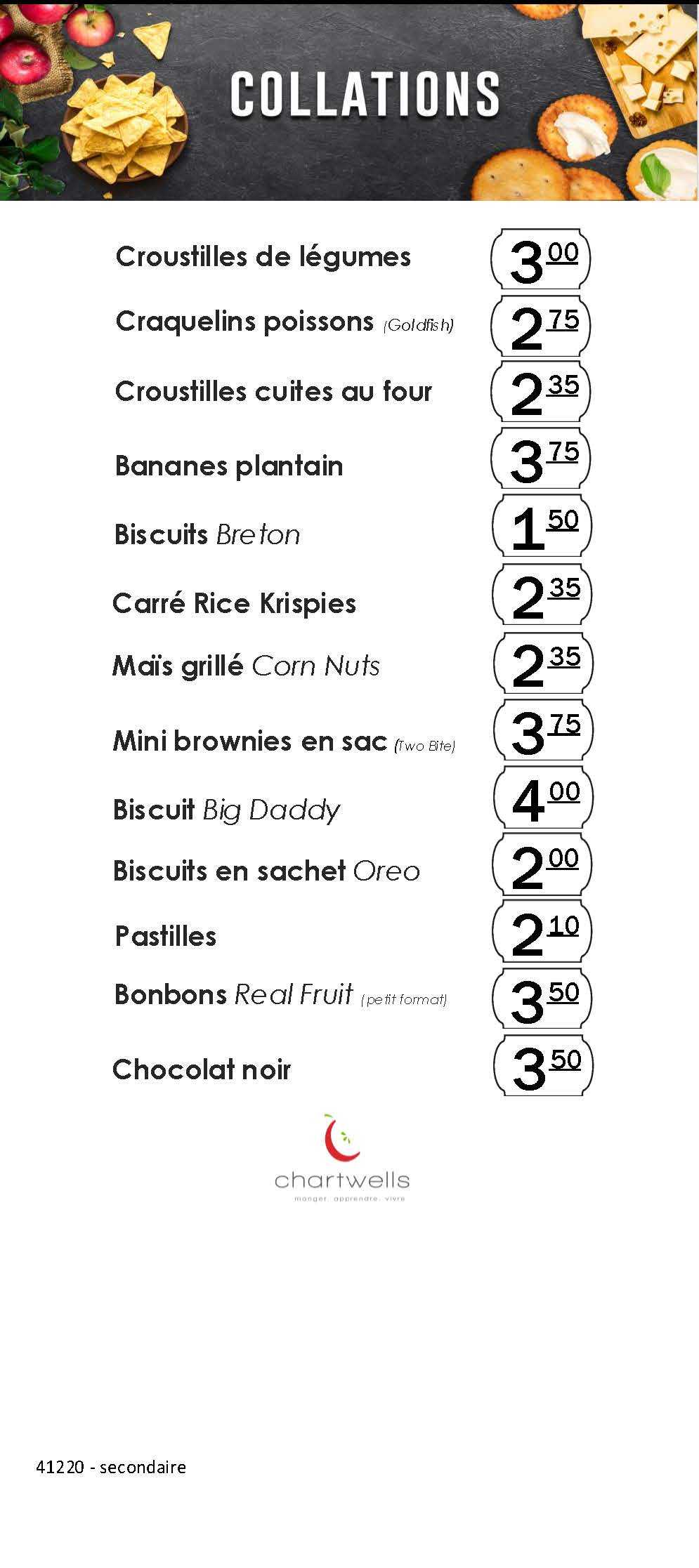 41220 SECONDAIRES COLLATION 4 x 11 cssrdn 2025 2026