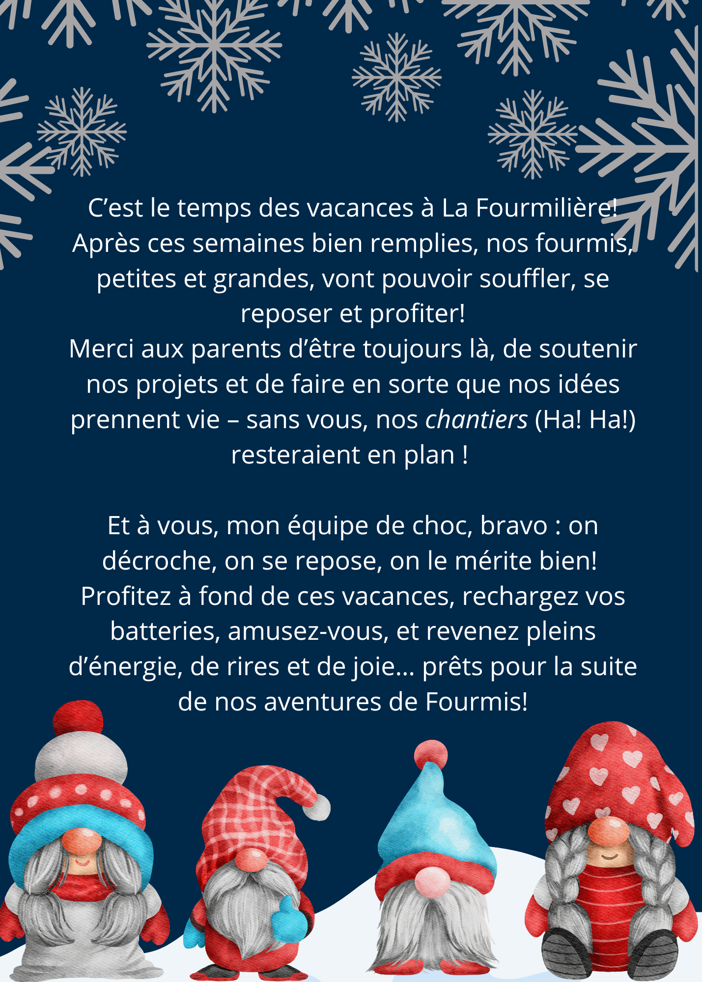 Blue White and Red Christmas Gnomes Greetings Portrait Card