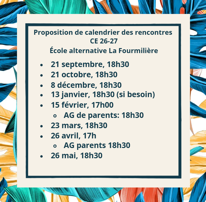 Horaire CE 26 27
