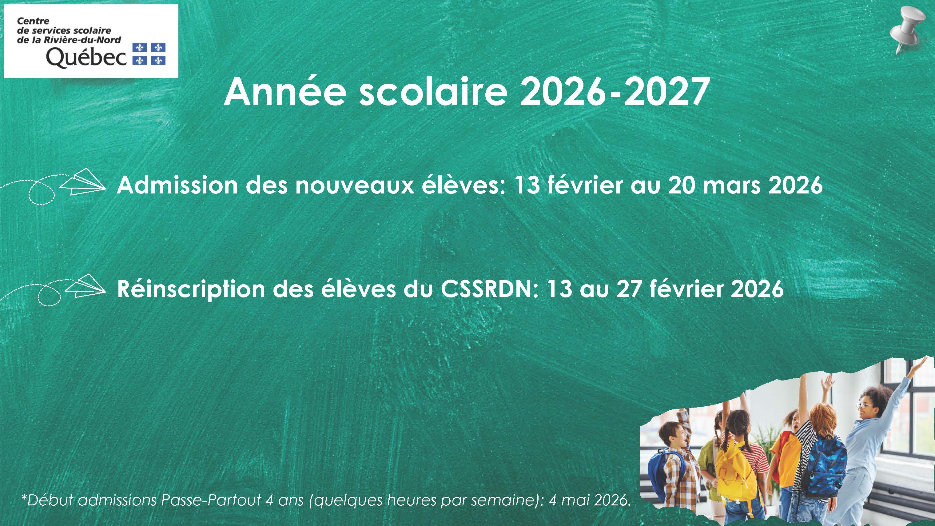Inscriptions 2026 2027