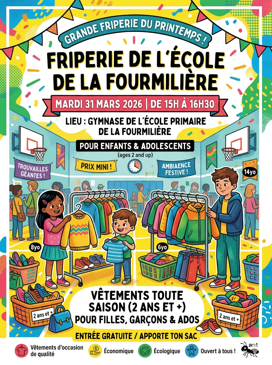 Affiche friperie printemps IA
