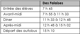 Horaire - École des Falaises